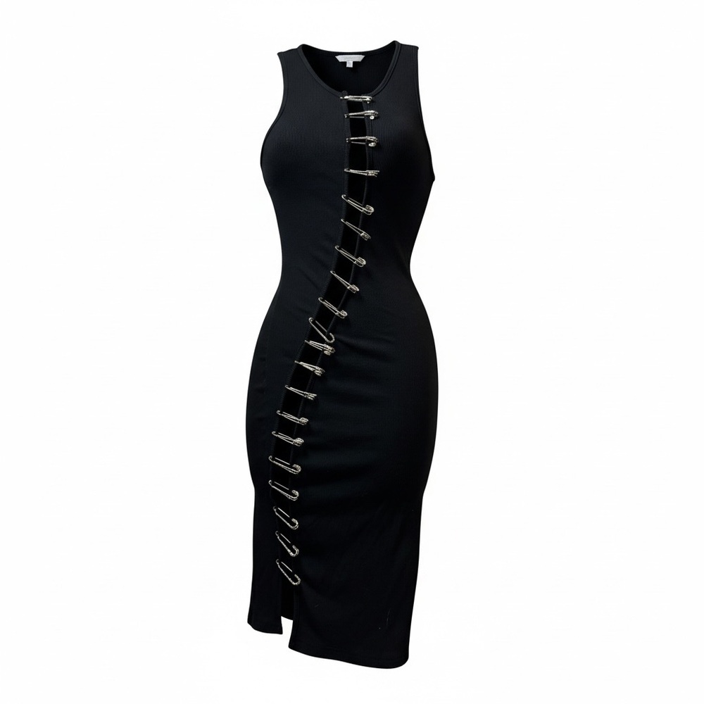 AKIRA Safety Pin Dress Black Bodycon Cutout Small - Picture 3 of 9